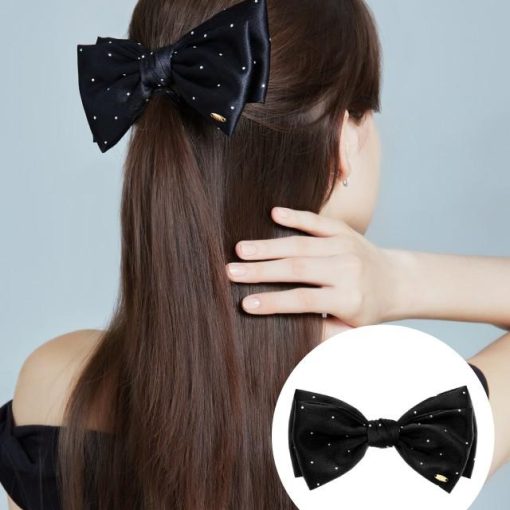 LALA J 새틴 도트 리본 헤어핀 (JALJHP3BF826FA000)